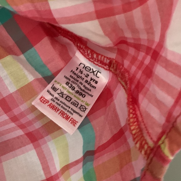 Next Girls plaid button down shirt. Size 1 1/2-2 years - Picture 5 of 5